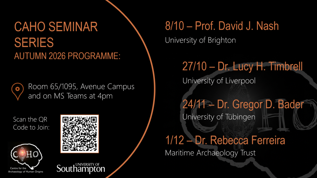 CAHO Seminar Series Autumn 2026 poster listing four speakers and dates